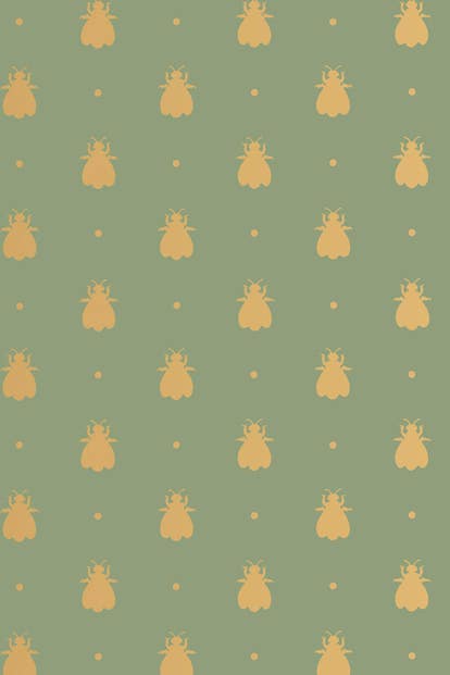 Farrow & Ball Wallpaper Bumble Bee BP 547 Metallic Gold / Green