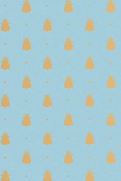 Farrow & Ball Wallpaper Bumble Bee BP 555 Metallic Gold / Sky Blue