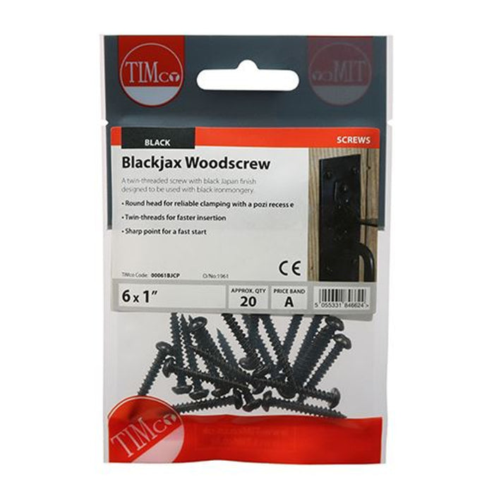 Timco Blackjax Woodscrew PZ2 RND - 6 x 1 20 PCS