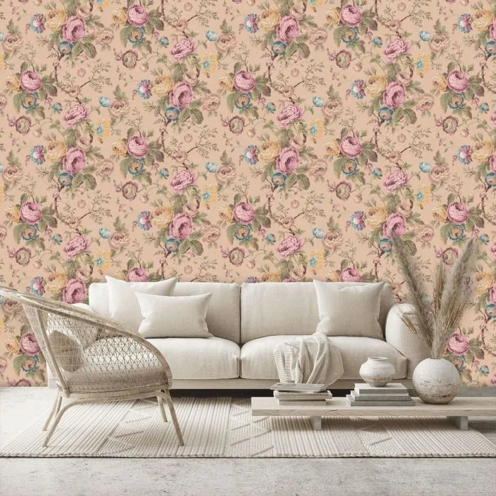 Laura Ashley Uffington Roses Wallpaper - 140323 - Plaster Pink