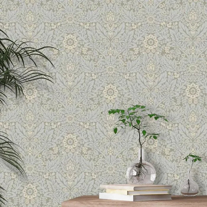 Laura Ashley Delamore Wallpaper - 140322 - Stone Grey