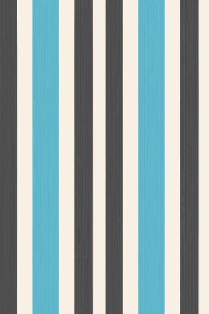 Farrow & Ball Wallpaper Chromatic Stripe BP4205 White/ Aqua/ Black