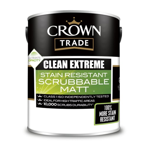 Crown Trade Clean Extreme Stain Resistant Scrubbable Matt 5ltr White