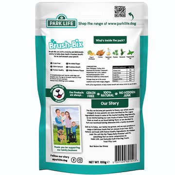 Park Life Brush-Bix Dog Biscuits Turkey & Peppermint 100g