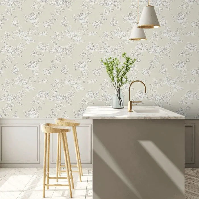 Laura Ashley Pollington Roses Wallpaper -127307 -  Natural