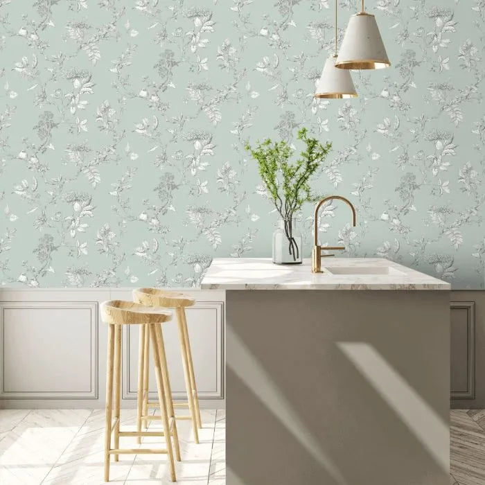 Laura Ashley Wallpaper Elderwood Duck Egg 113345