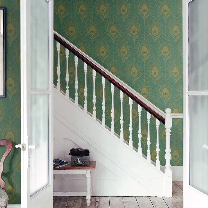 Galerie Peacock Feather Wallpaper Green AC60006