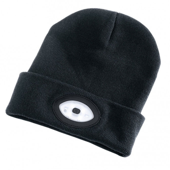 Draper Beanie Hat c/w Rechargeable Torch - Black 99521