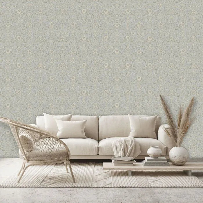Laura Ashley Delamore Wallpaper - 140322 - Stone Grey