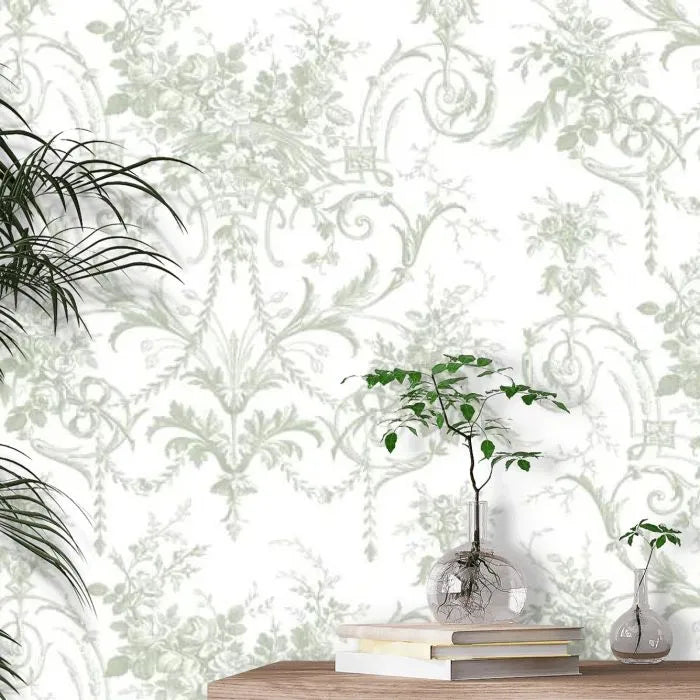 Laura Ashley Tuileries Wallpaper - 130112 - Sage Green