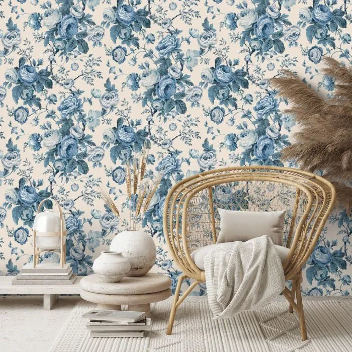 Laura Ashley Uffington Roses Wallpaper - 140324 - Dark Seaspray