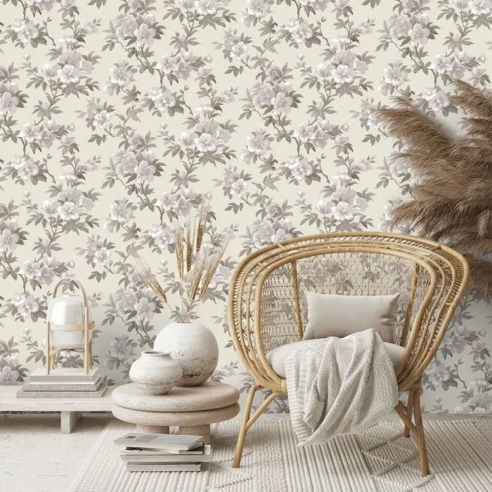 Laura Ashley Rosamund Wallpaper - 127389 - Natural