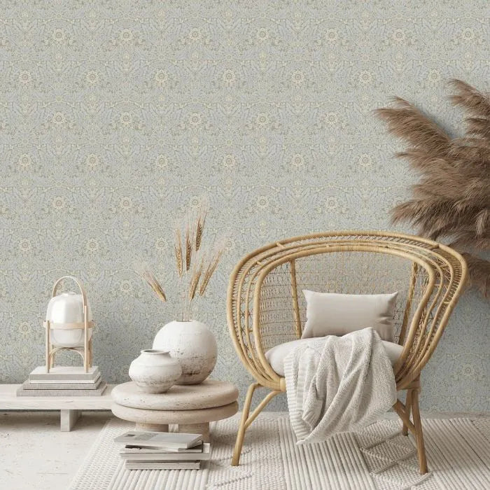 Laura Ashley Delamore Wallpaper - 140322 - Stone Grey