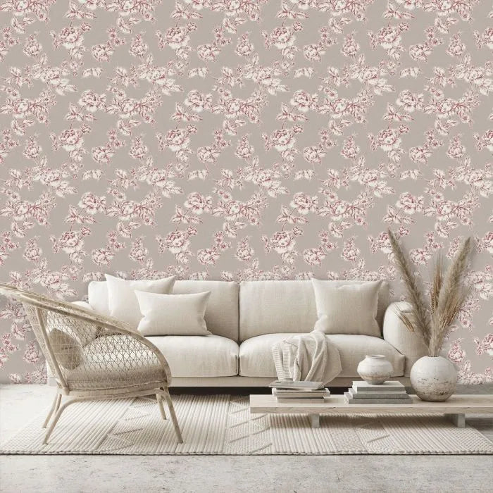 Laura Ashley Pollington Roses Wallpaper -127388 -  Dark Dove Grey
