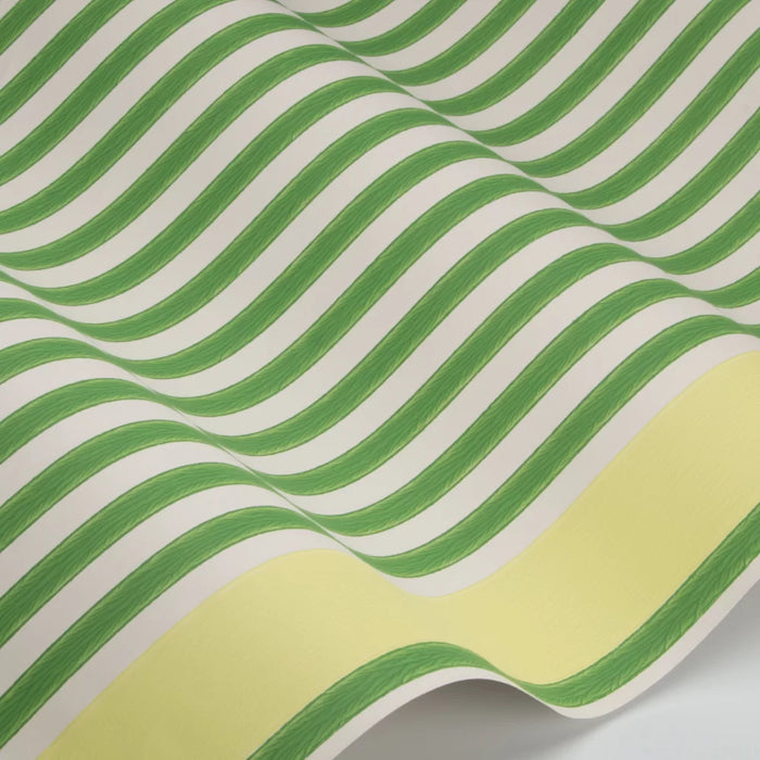 Farrow & Ball Stripe Wallpaper Ivory/Green BP 61-02