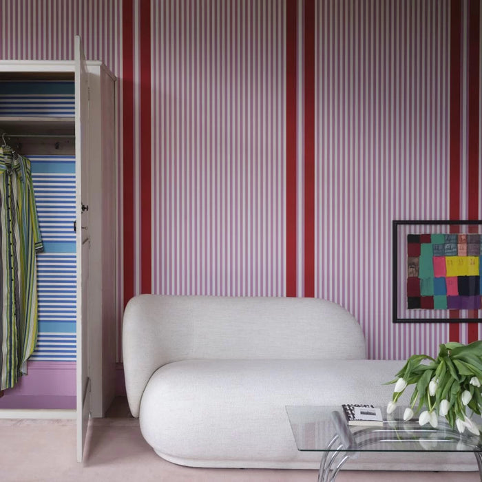 Farrow & Ball Stripe Wallpaper Ivory/Pink BP 61-03