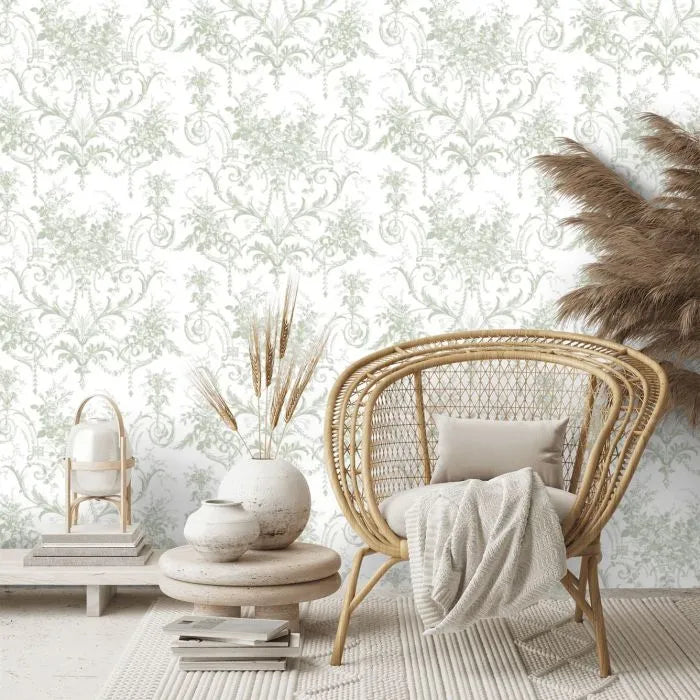 Laura Ashley Tuileries Wallpaper - 130112 - Sage Green