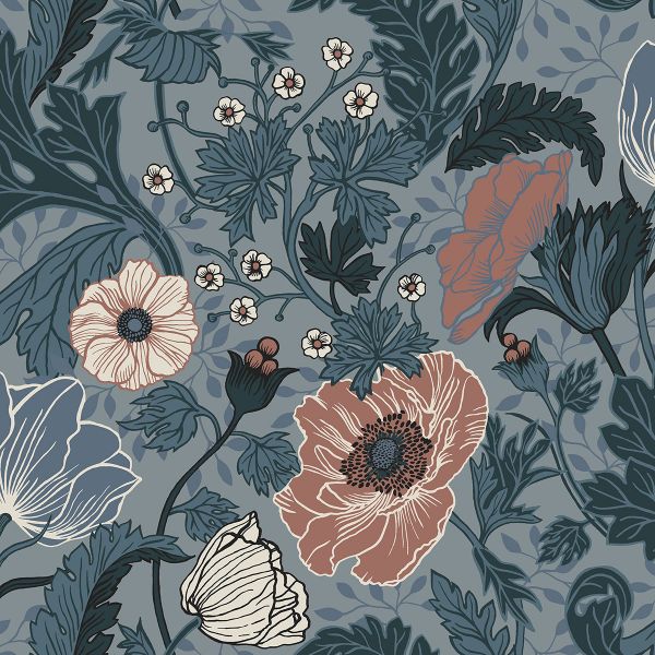 Anemone Wallpaper Blue Blush 33004