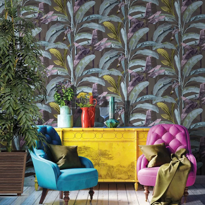 Galerie Banana Palm Wallpaper Aqua 18543