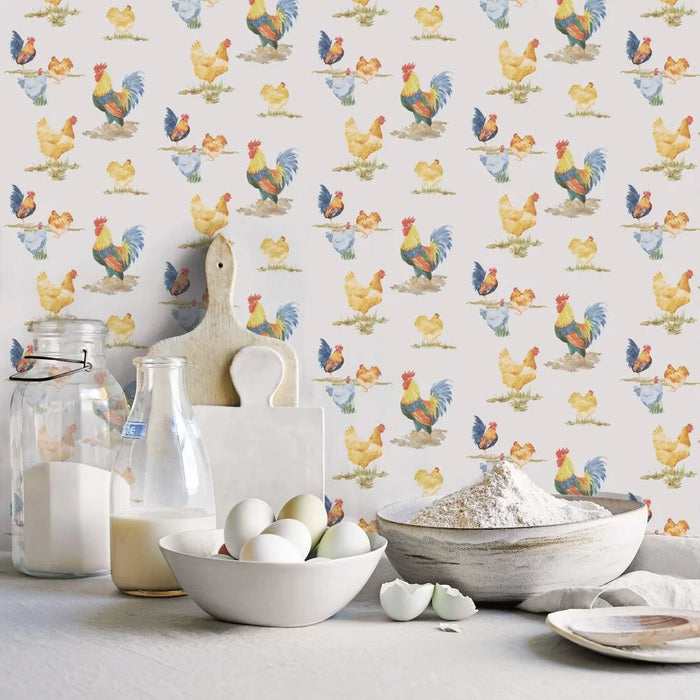 Galerie Chickens Wallpaper Blue/Multi G45416