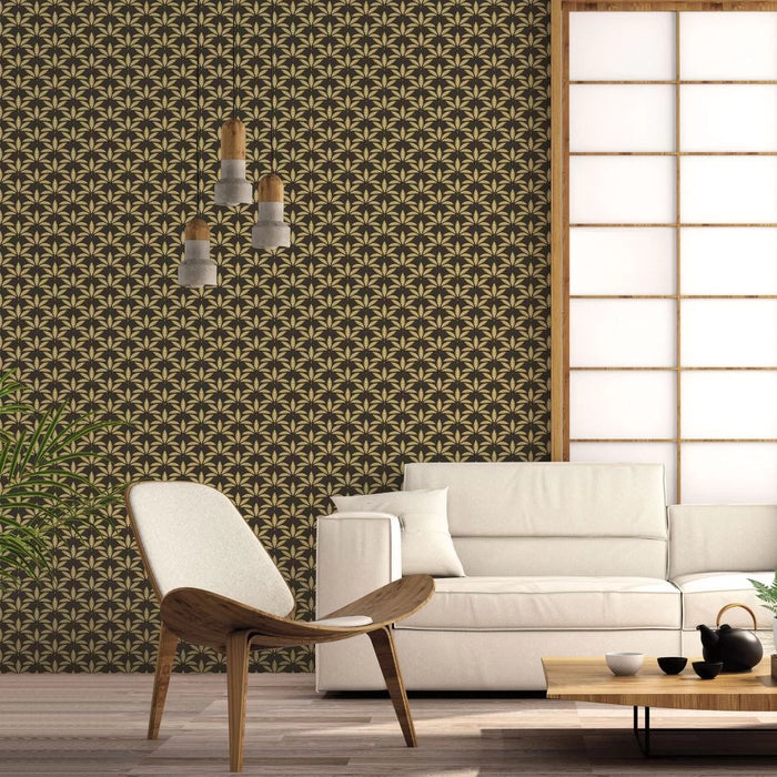 Galerie Fan Leaf Wallpaper Black 18515