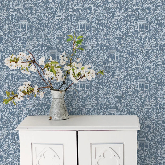 Galerie Garden Toile Wallpaper Blue G78508