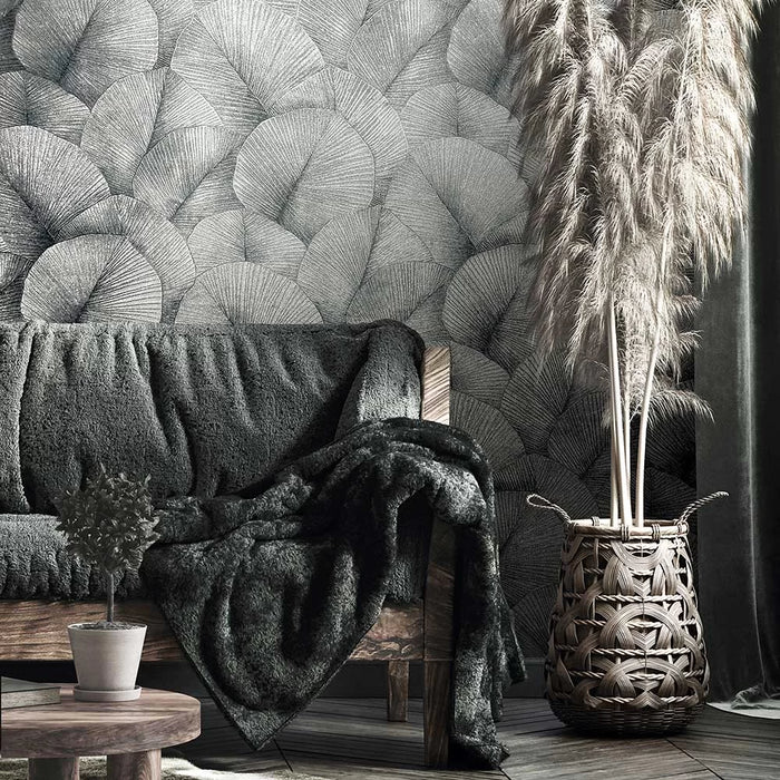 Giant Leaves Slate Grey 34514