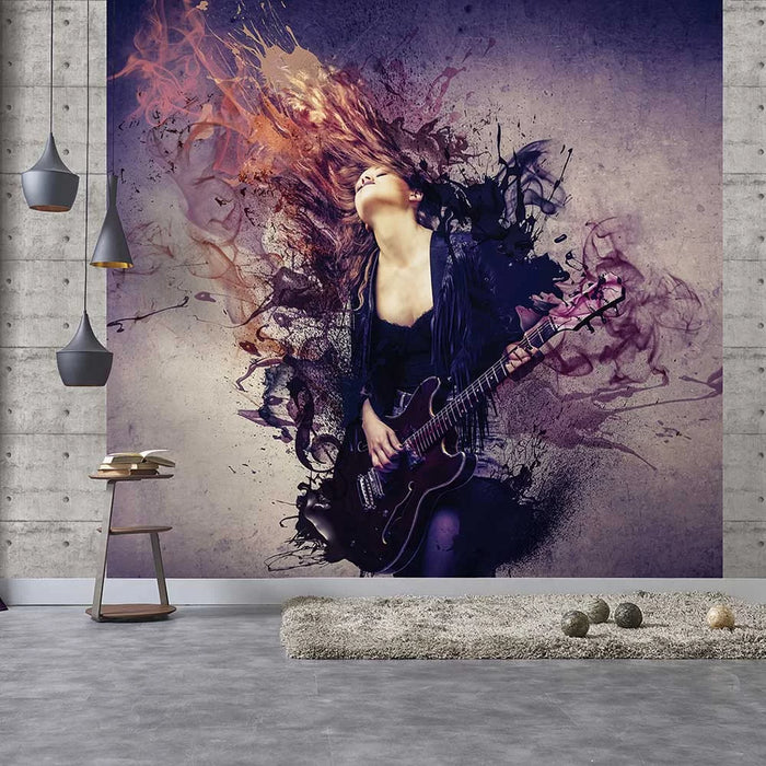 Galerie Guitar Girl Mural Purple G45282