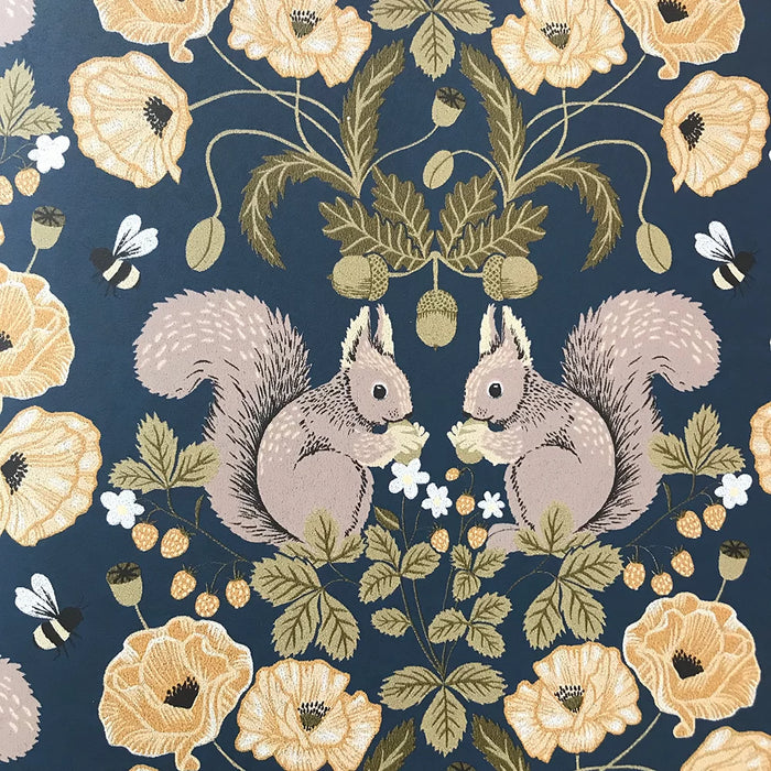 Anemone Wallpaper Kurre Dark Blue/Ochre 44123