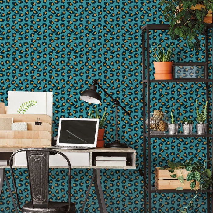 Galerie Leopard Wallpaper Aqua 18537