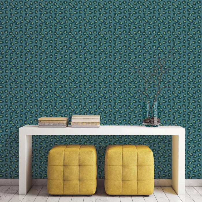 Galerie Leopard Wallpaper Teal 18535