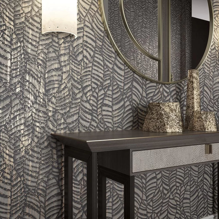 Galerie Serene Leaves Wallpaper Black 32975