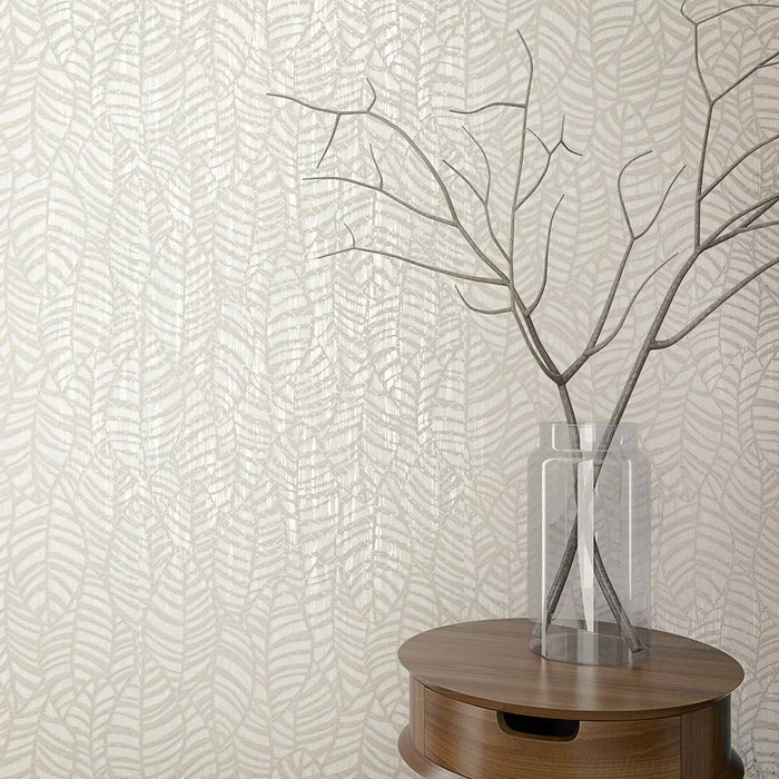 Galerie Serene Leaves Wallpaper Champagne 32973