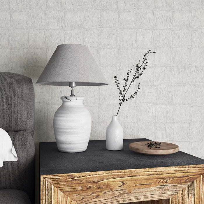 Galerie Stone Tile Wallpaper White 33968