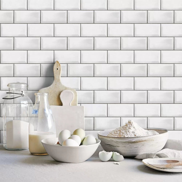 Galerie Subway Tile Wallpaper White G45445