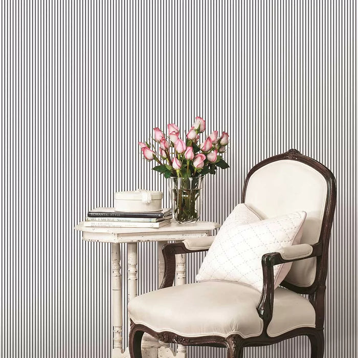 Galerie Ticking Stripe Wallpaper Black/White PF38141