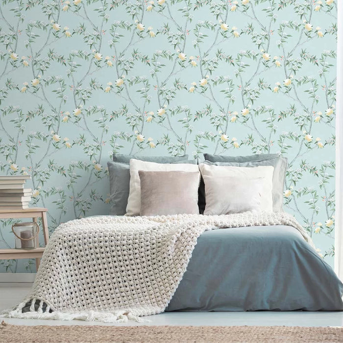 Galerie Tree Leaf Wallpaper Chalky Blue 1900-1