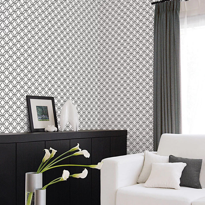 Galerie Trellis Positive Wallpaper Black/White G78525