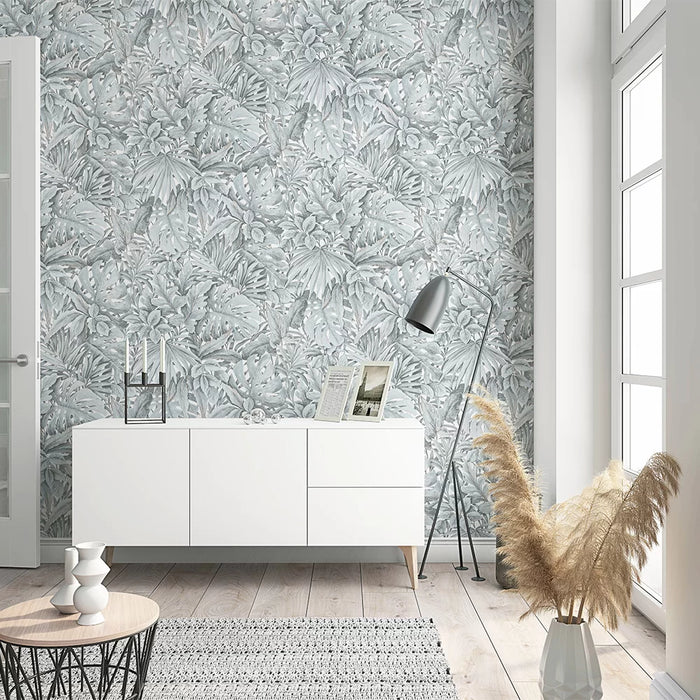 Galerie Tropical Leaves Wallpaper Dusty Blue 33306