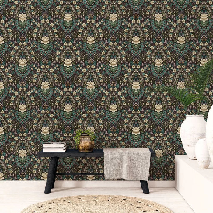 Galerie Wildflower Damask Wallpaper Black 18519