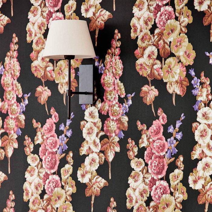 Hollyhocks Copper/Rhodera Wallpaper