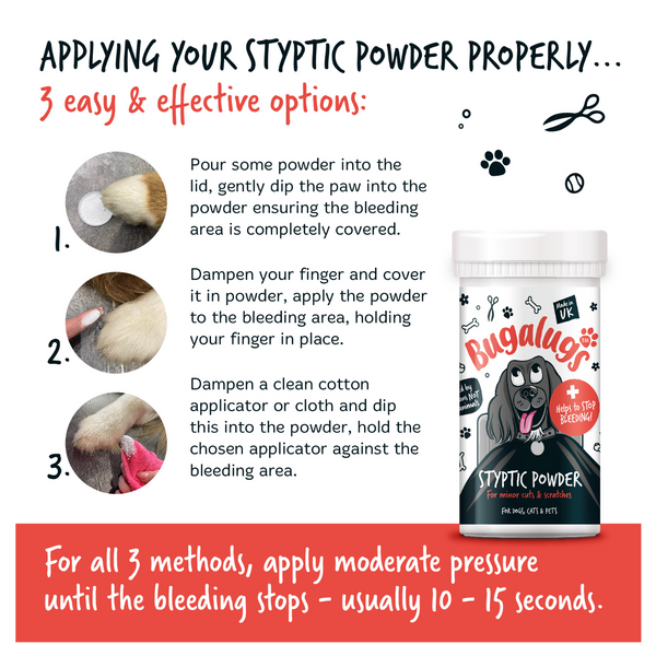 Bugalugs 50gm Styptic Powder for Minor Pet Cuts & Scratches