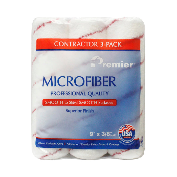 Premier Microfiber 9" X3/8" Roller Sleeves 3 Pack