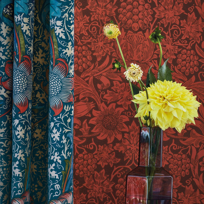 Morris & Co Sunflower Chocolate/Red Wallpaper