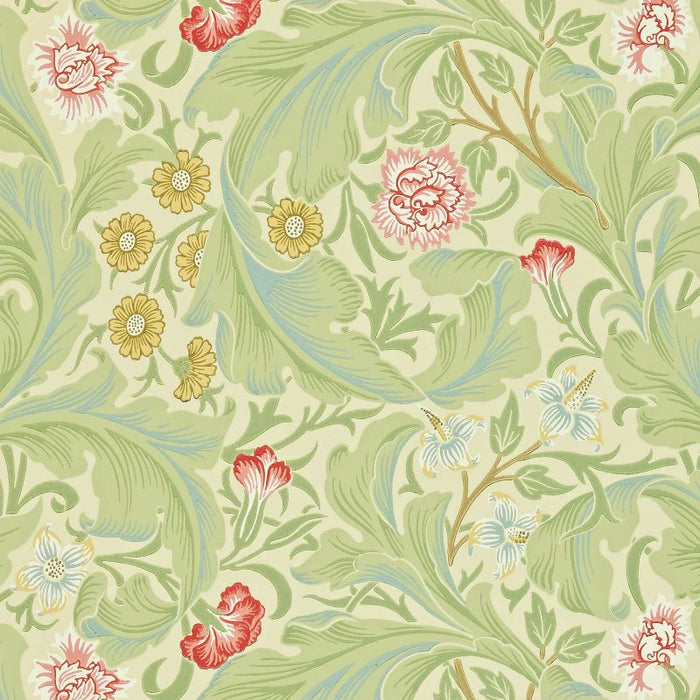 Morris & Co Leicester Green/Coral Wallpaper