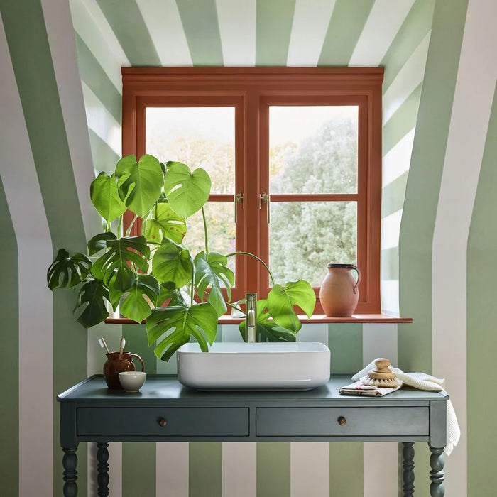 Little Greene Wallpaper Broad Stripe Pea Green