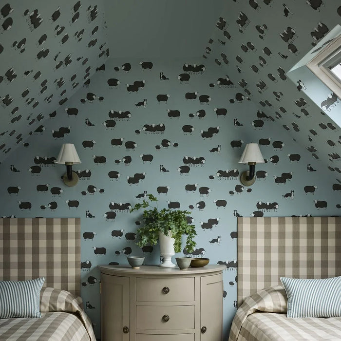 Little Greene Wallpaper Nip & Lassie Celestial Blue