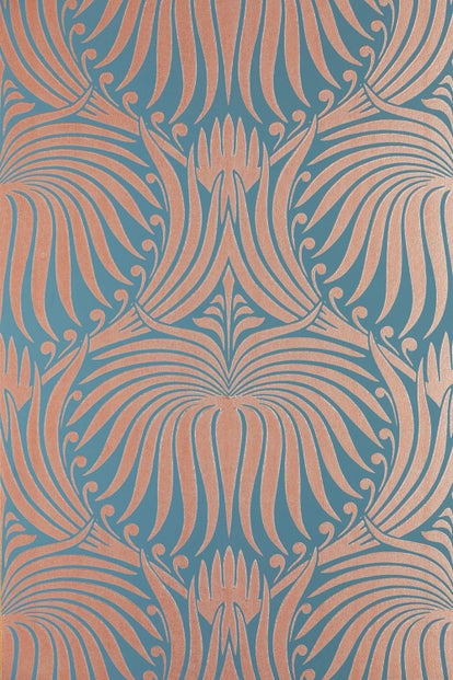 Farrow & Ball Wallpaper Lotus Blue/Copper BP 2071