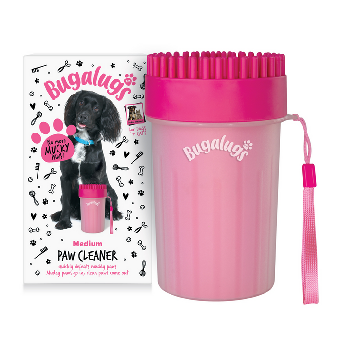 Bugalugs Medium Paw Cleaner Cup for Dogs & Cats in Pink