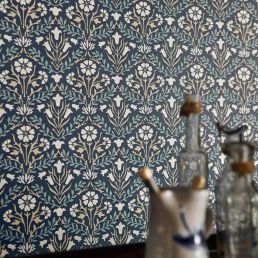 Morris & Co Bellflowers Indigo/Linen Wallpaper